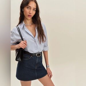 Reformation Blue Denim Mini Skirt
